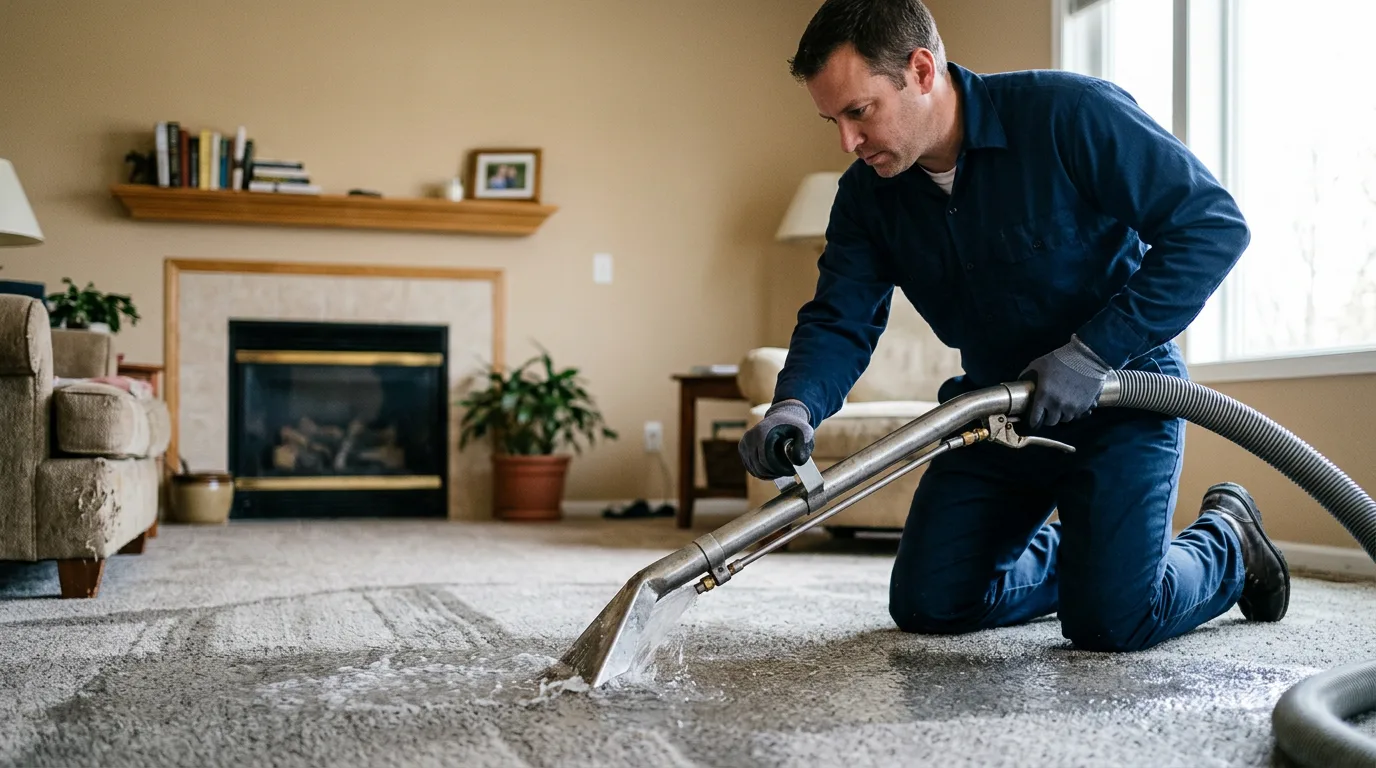Water damage restoration technician working near West Simsbury, CT